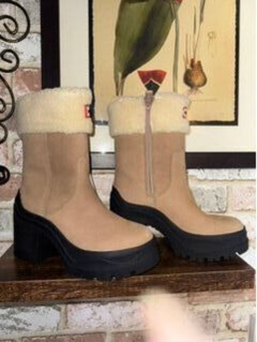 Hunter Marisol Waterproof Shearling Boots Beige 5 ($215) - Picture 4 of 9
